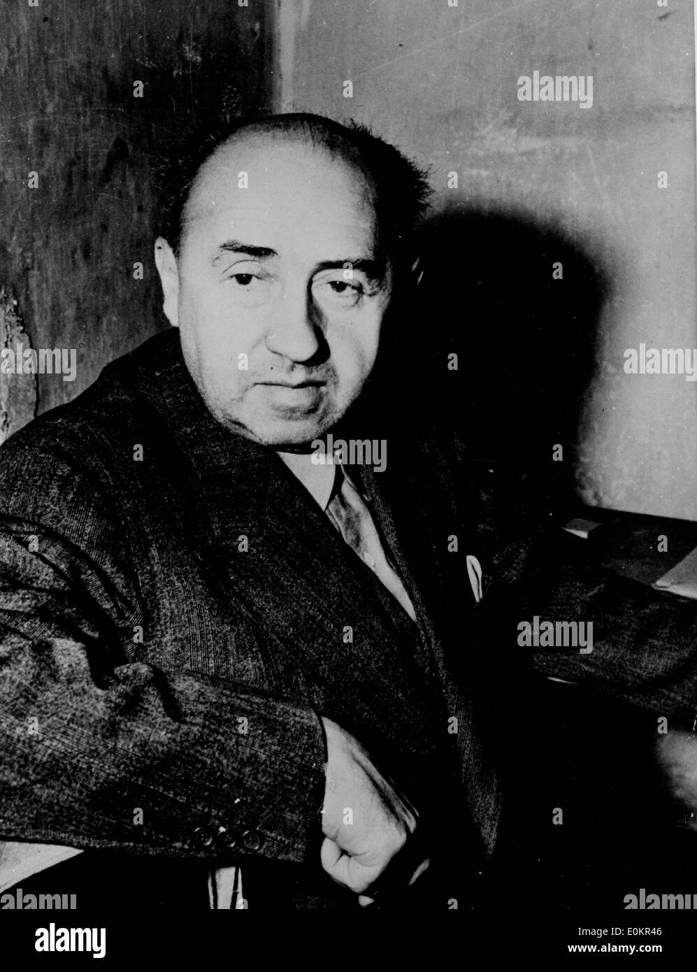 01 janv., 1946 - Nuremberg, Allemagne - Photo : circa 1946. Leader Nazi Walther Funk dans sa cellule de prison. Banque D'Images