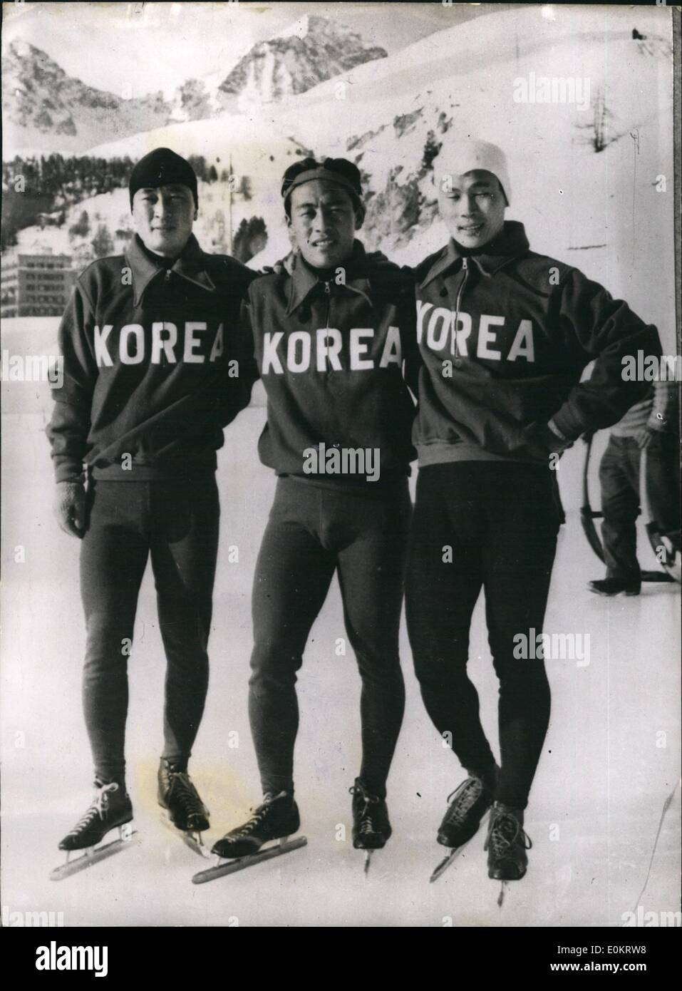 01 janvier, 1948 - L'équipe de patinage de vitesse de la Corée. Prêt pour les jeux olympiques. : Les membres de l'équipe de patinage de vitesse Corée vu à l'arrivée à Saint-moritz où ils se préparent pour les prochaines manifestations olympiques. Banque D'Images