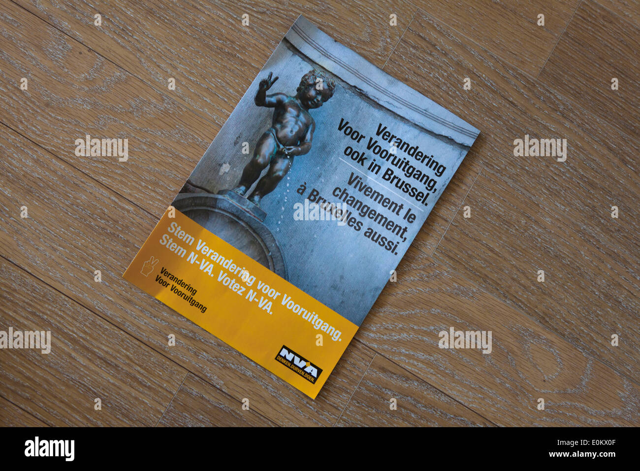 Les élections fédérales belges 2014:l'aile droite de l'ANV parti flamand nationaliste brochure. Banque D'Images