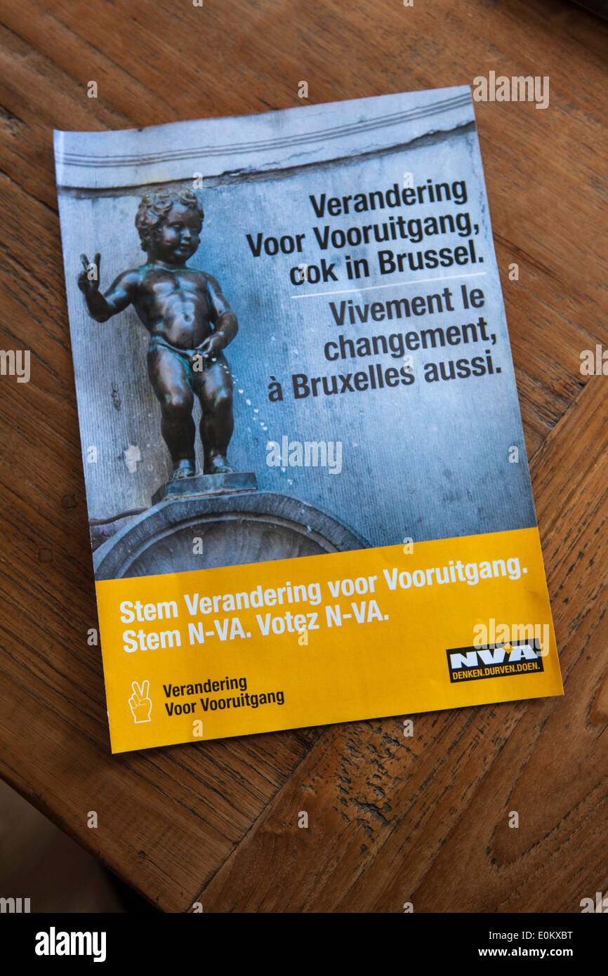 Les élections fédérales belges 2014:l'aile droite de l'ANV parti flamand nationaliste brochure. Banque D'Images