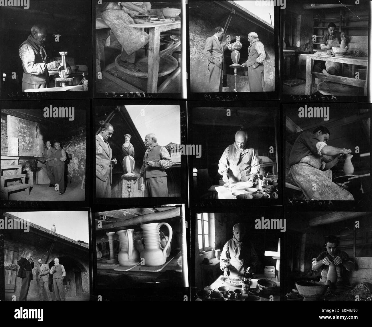 Série de photos de Pablo Picasso travaille sur son pottery Banque D'Images