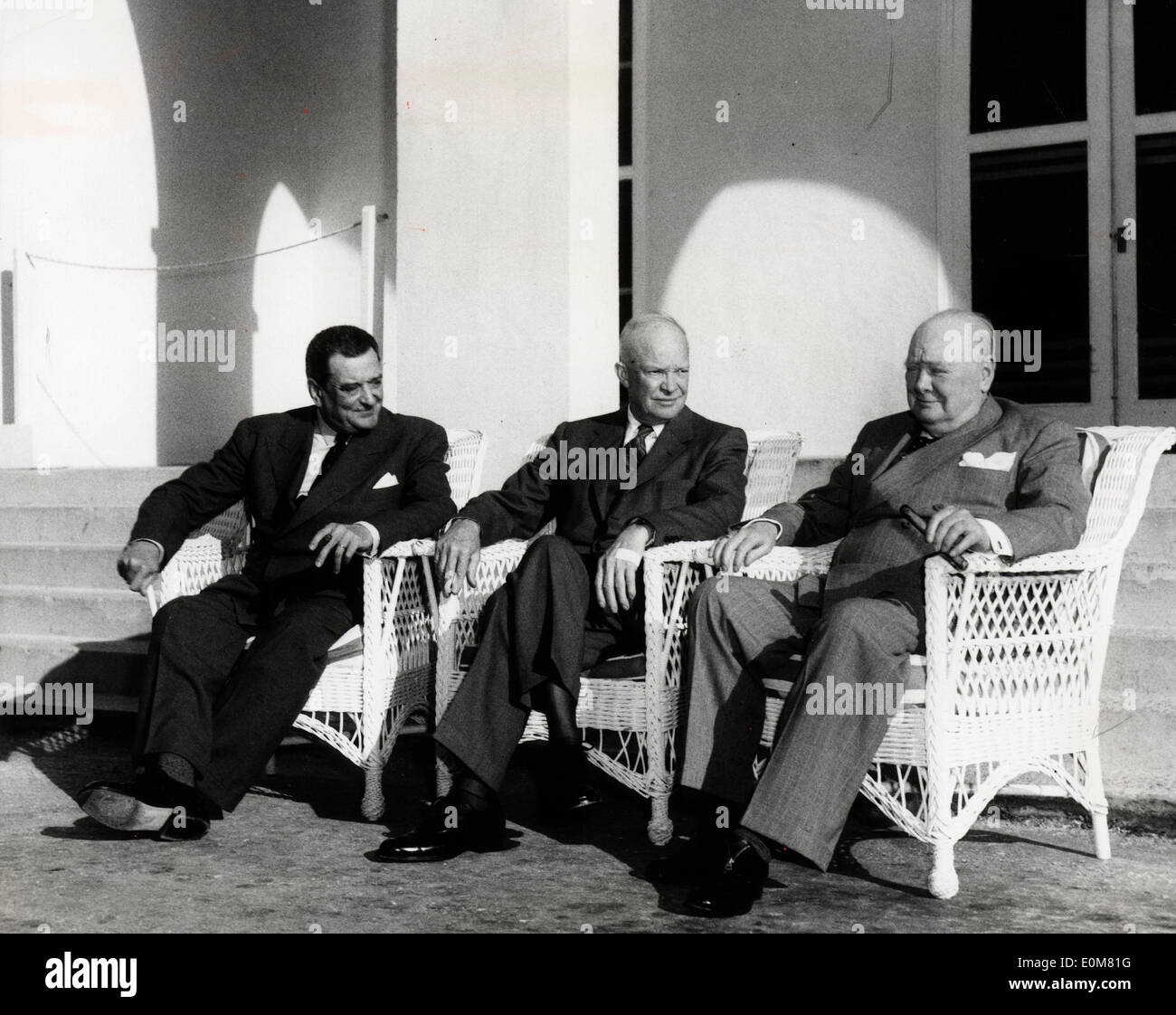 Le président Eisenhower, Joseph Laniel, Winston Churchill Banque D'Images