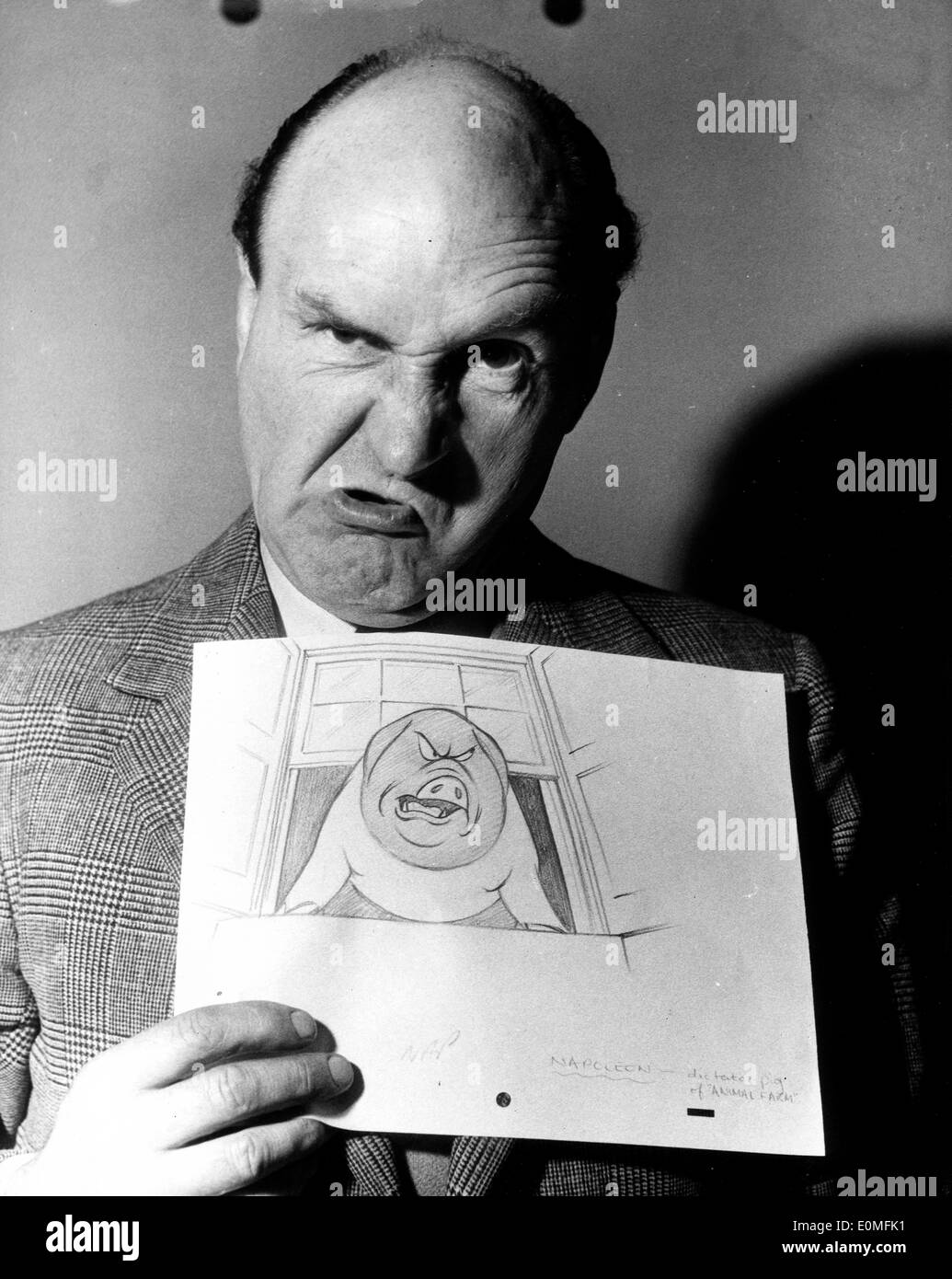 Maurice Denham imitant la Ferme des animaux le cochon Napoléon Banque D'Images