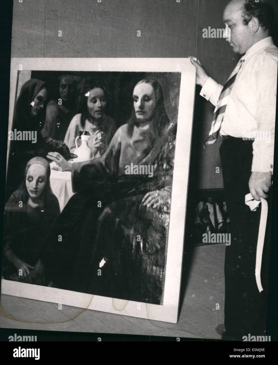 Juin 06, 1955 - Faux Chefs-show à Paris Exposition : un faux vermeersch, l'un des faux tableaux présentés dans l'exposition ''faux en art'' présentement lieu au Grand Palais, Paris. Banque D'Images