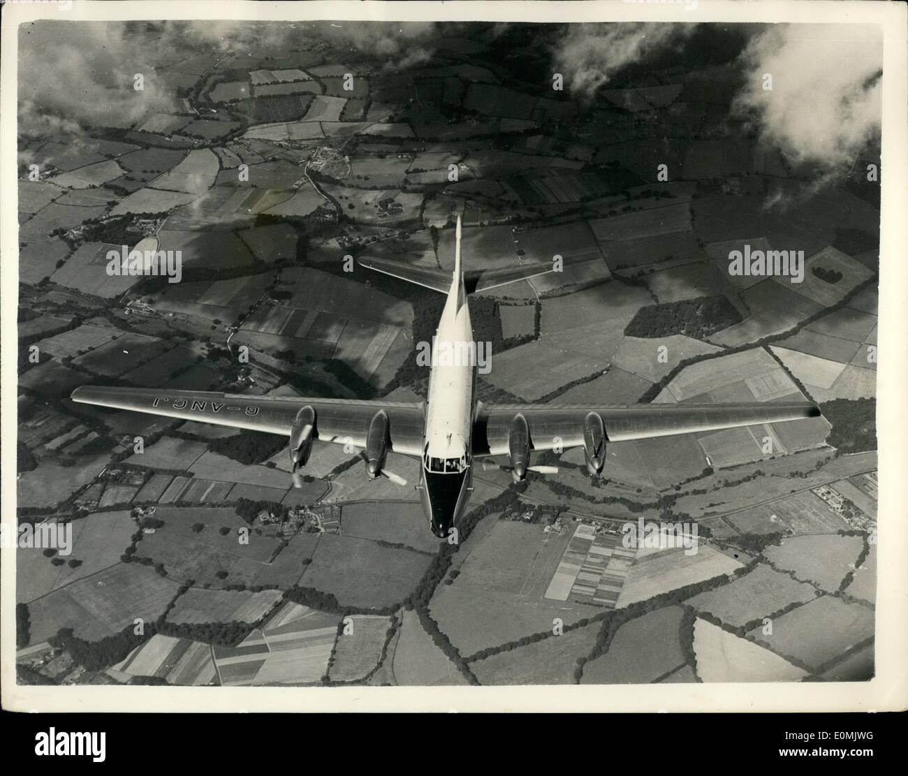 Septembre 09, 1955 - Nouveau avion britannique à l'écran. Farnborough Le De Havilland ''Heron''. Photo montre que vu de l'air - Banque D'Images