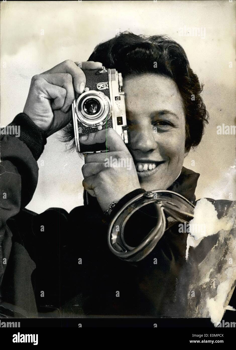 10 févr. 02, 1956 - Photo montre Ossi Reichert OSSI REICHERT allemand unique gagnant d'une médaille d'or aux Jeux Olympiques d'hiver à Banque D'Images