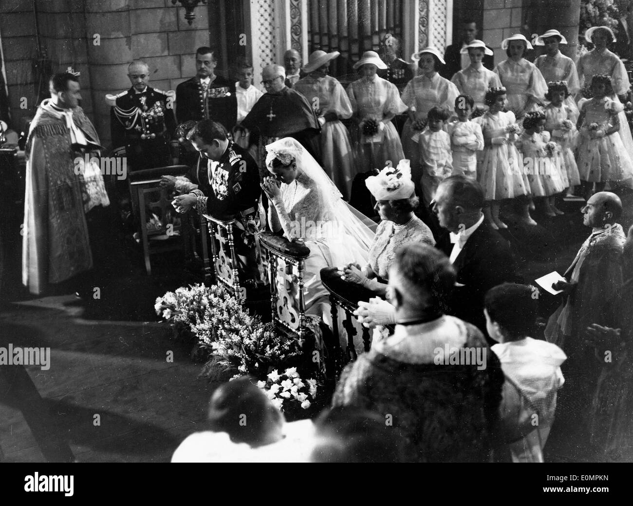 Le Prince Rainier et son épouse Grace Kelly's wedding ceremony Banque D'Images