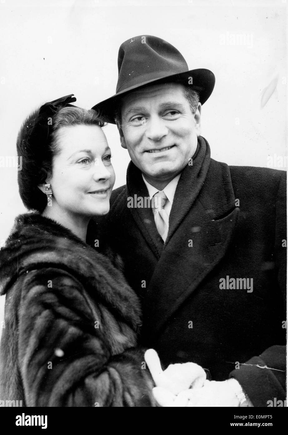 Acteur Laurence Olivier avec son épouse Vivien Leigh Banque D'Images