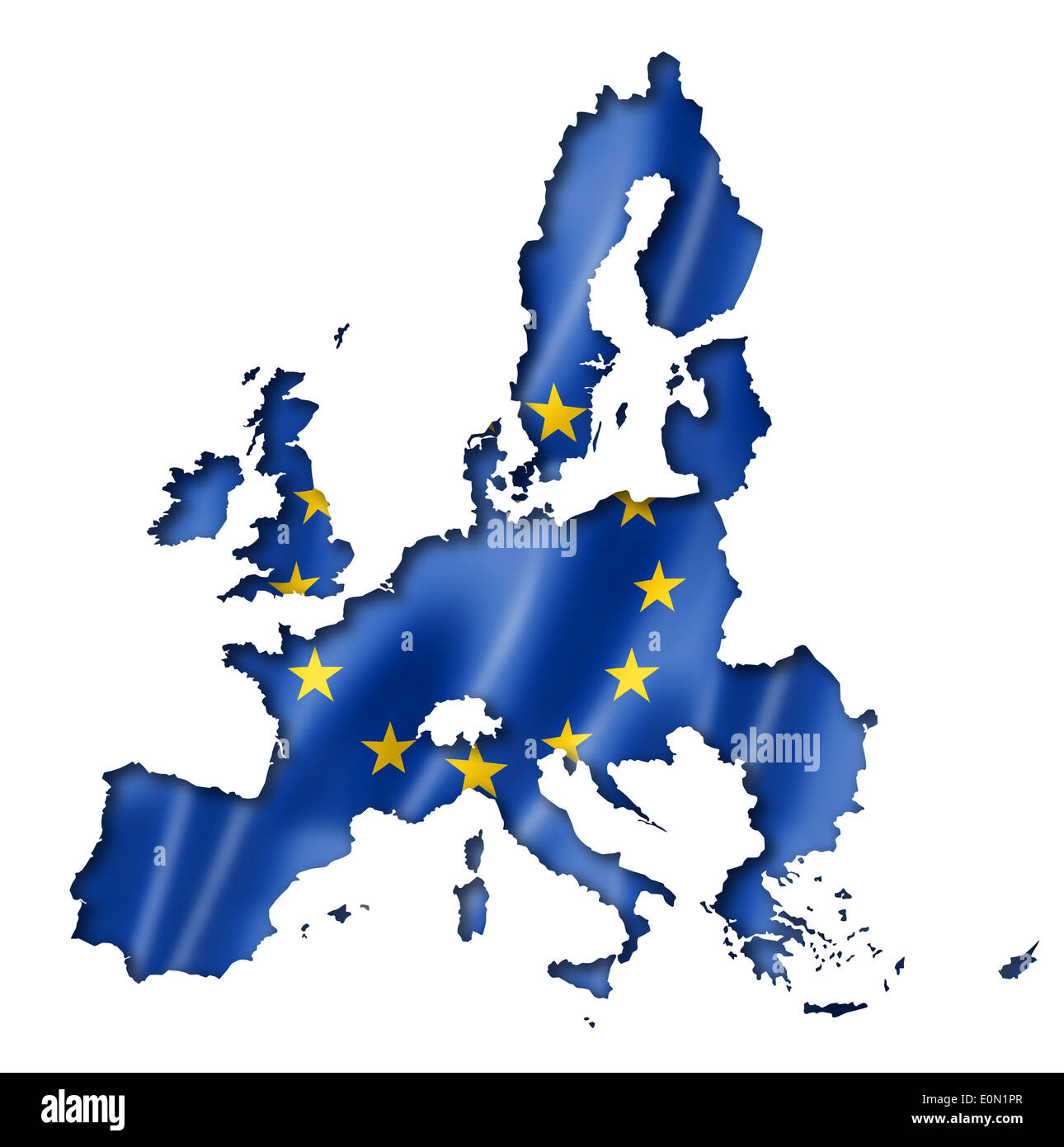Drapeau de l'Union européenne une carte tridimensionnelle, render, isolated on white Banque D'Images
