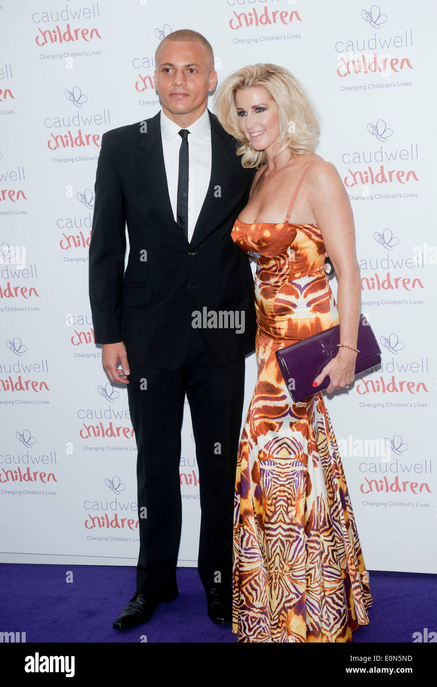 Londres, Royaume-Uni. 15 mai, 2014. Wes Brown ; Leanne Wassell assiste à la balle papillon Childrens Caudwell du Grosvenor House Hotel, Park Lane, London le 15 mai 2014 Photos par Brian Jordan Crédit : Brian jordan/Alamy Live News Banque D'Images
