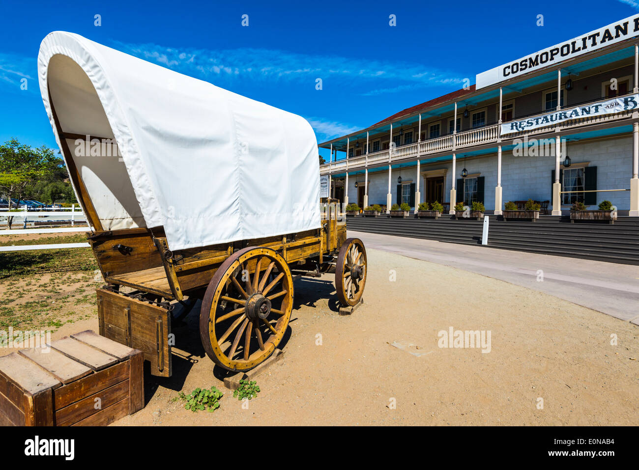 Chariot couvert. Old Town San Diego State Historic Park, San Diego, California, United States. Banque D'Images