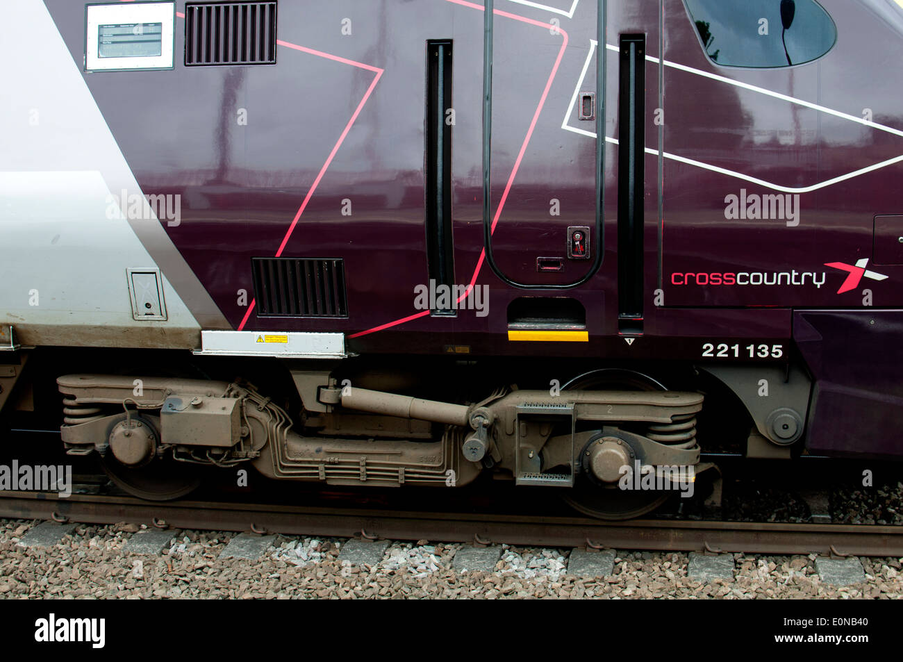 Roues de Cross Country Voyager train, UK Banque D'Images