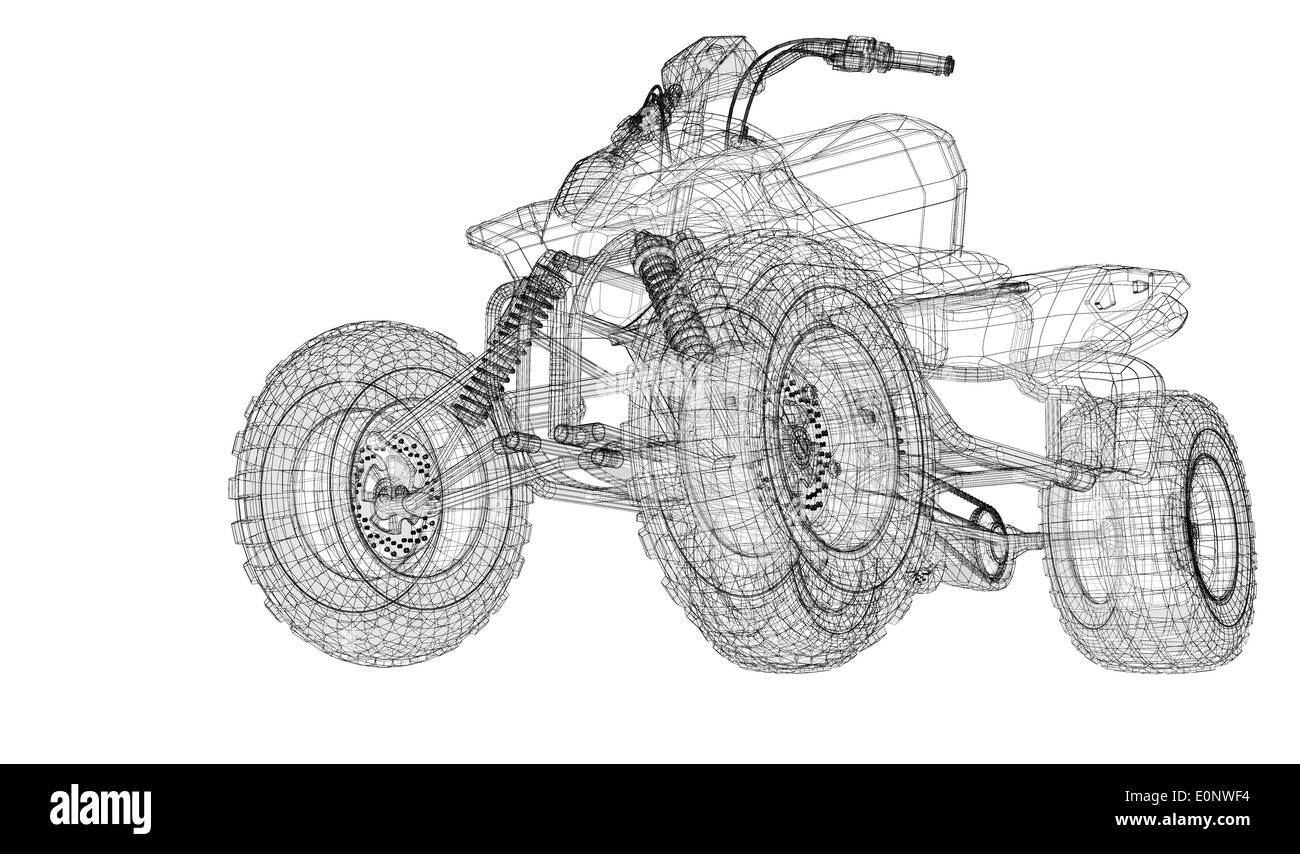 Quad, moto, le modèle 3D de la structure du corps, modèle de fil Banque D'Images