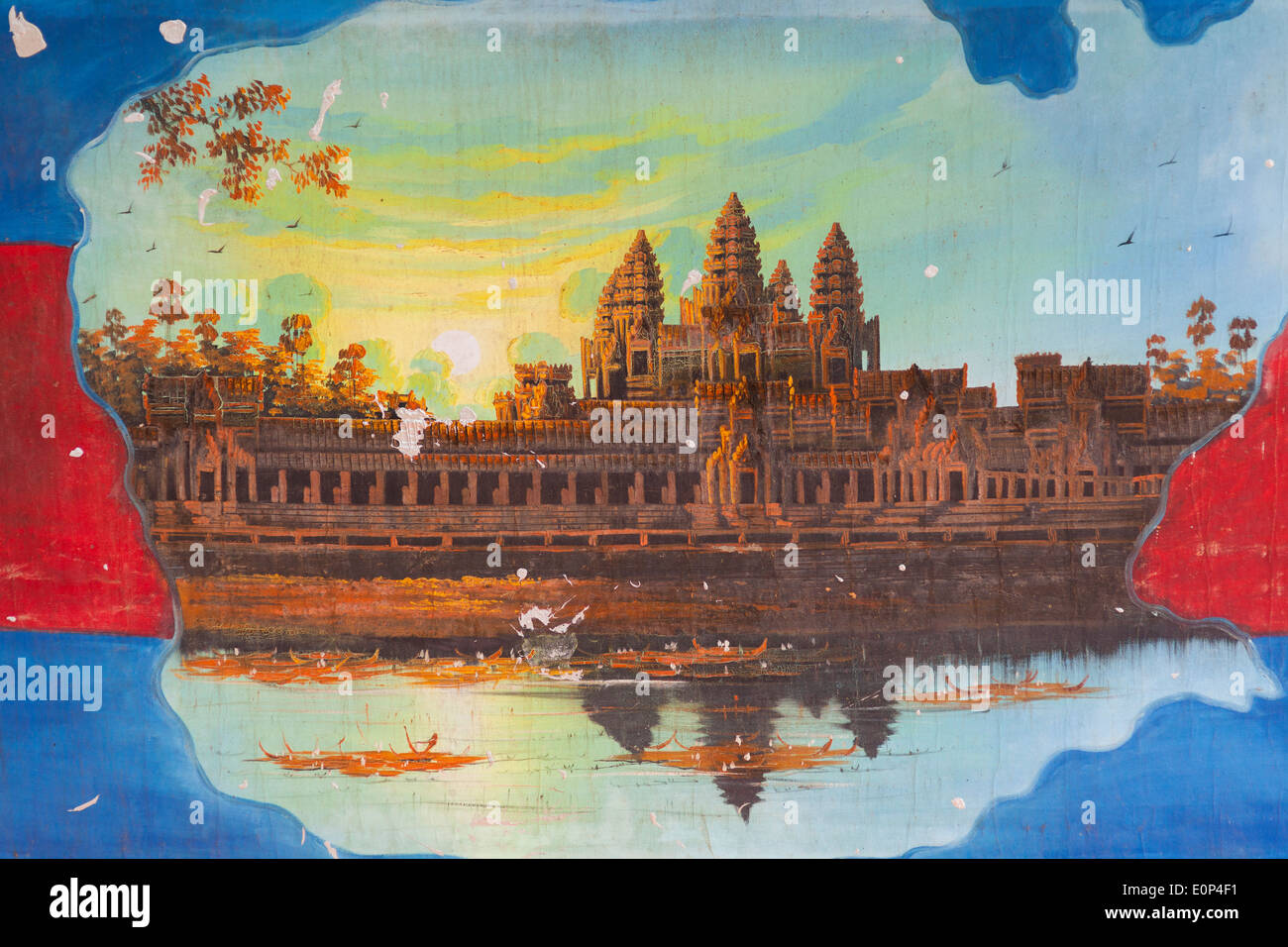Peinture khmère d'Angkor Wat au coucher du soleil - Siem Reap, Cambodge Banque D'Images