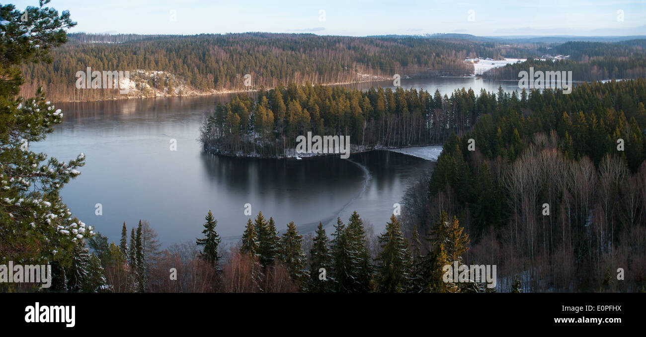 Vue panoramique du lac d'Aulanko lookout tower en Finlande. Banque D'Images