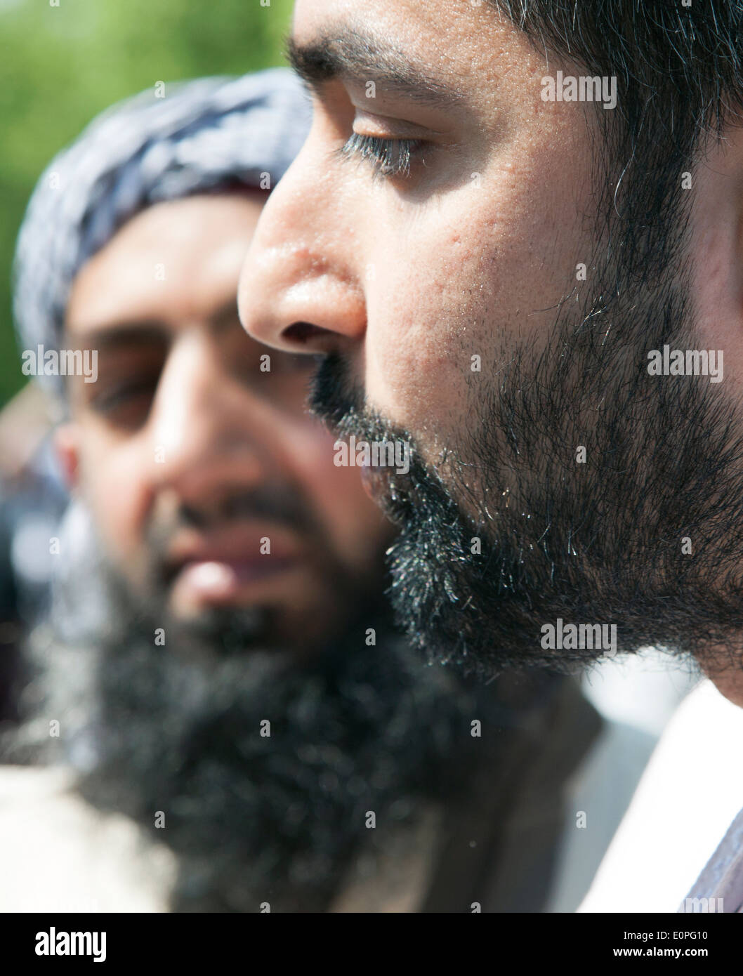 Débat hommes musulmans à Speakers Corner, Hyde Park, London Banque D'Images