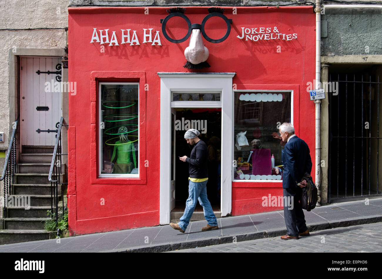 Boutique de blagues sur Victoria Street, Édimbourg. (Fermé au printemps 2021) Banque D'Images