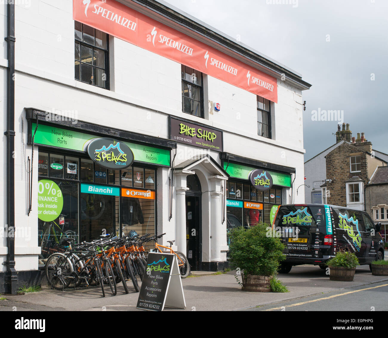 3 Pics Bike Shop Régler, North Yorkshire, England, UK Banque D'Images