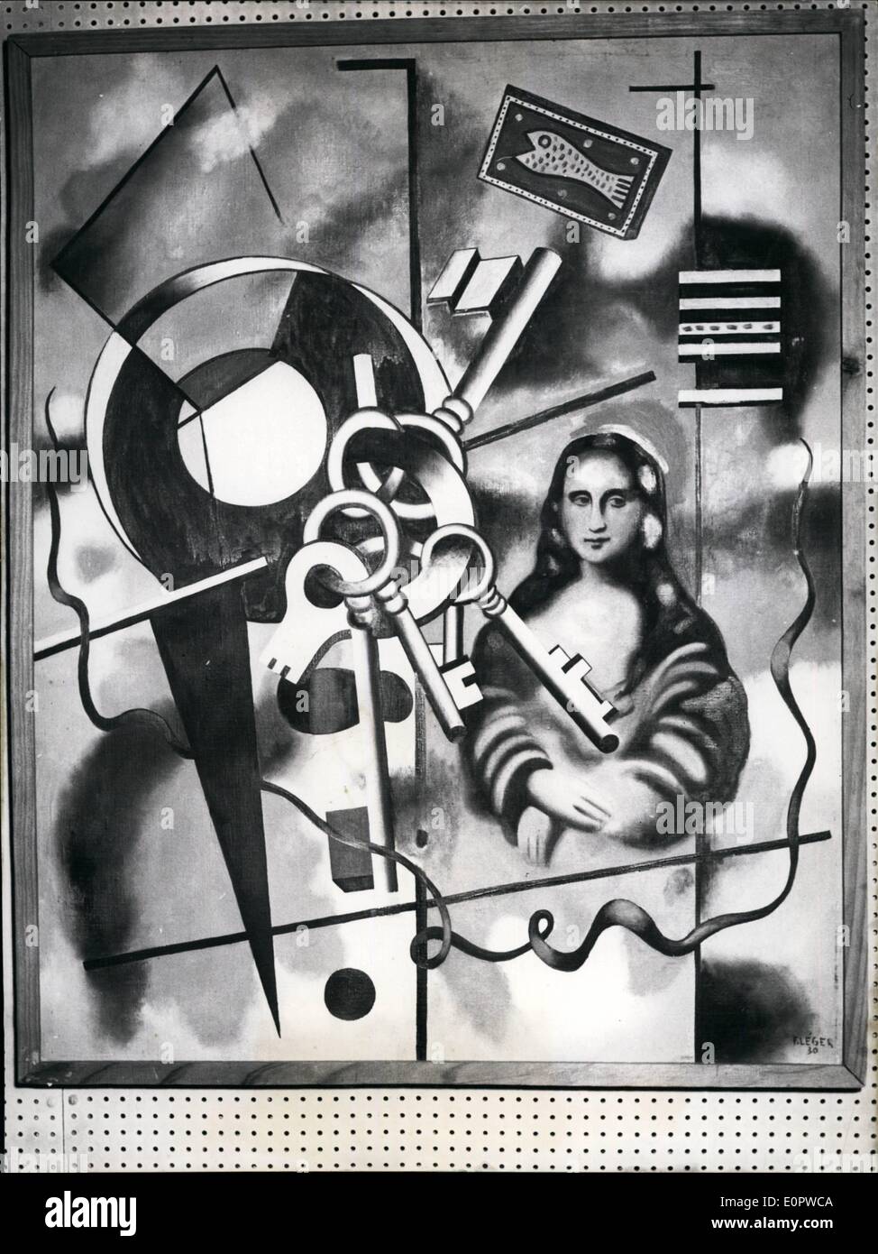 Mar. 03, 1957 - ''Mona Lisa avec des touches'' est le titre de cette peinture de Fernand Léger d'une exposition qui s'ouvre aujourd'hui à Banque D'Images