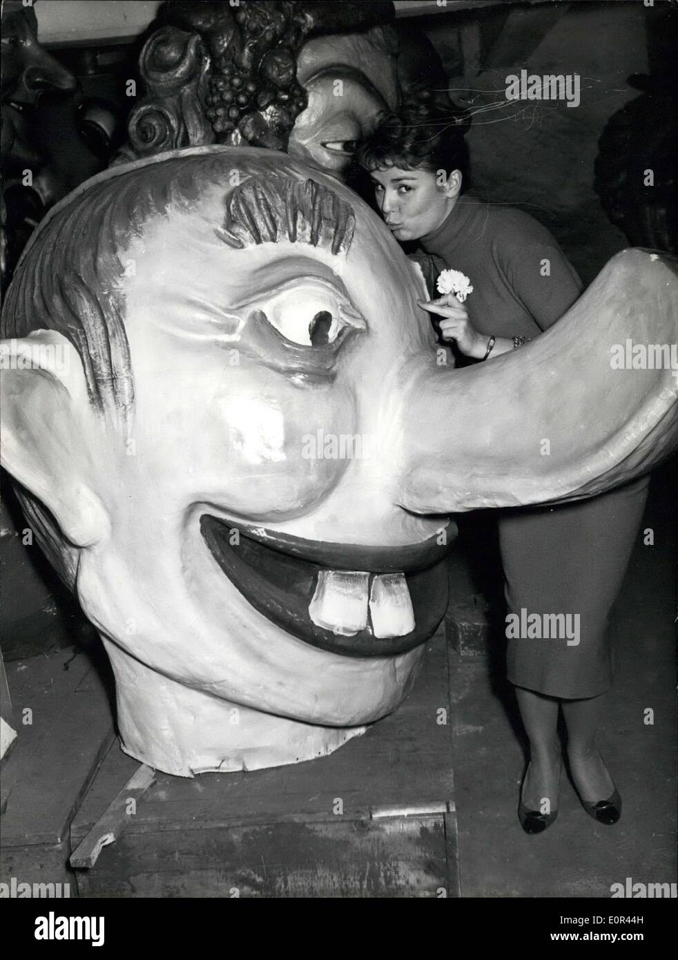 16 janvier 1958 - Une promenade dans le royaume de carnaval, Susanne crammer a été prise, qui était venu à Mayence pour la première nuit Banque D'Images