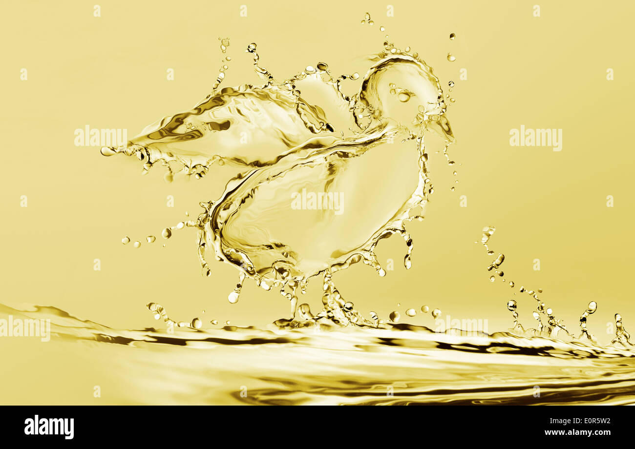 L'eau jaune Poussin Banque D'Images