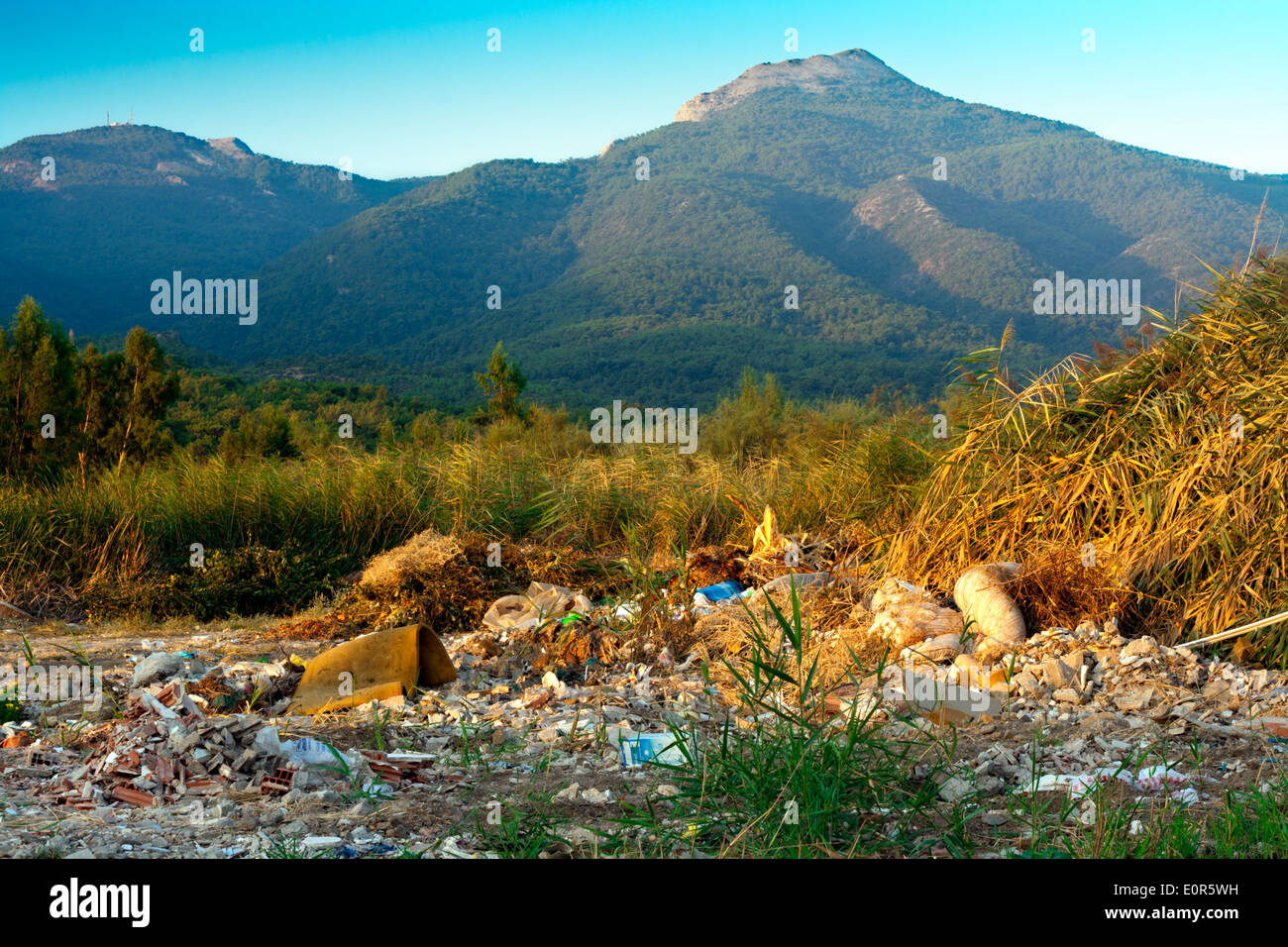 Flytipping illégale dans la campagne Banque D'Images