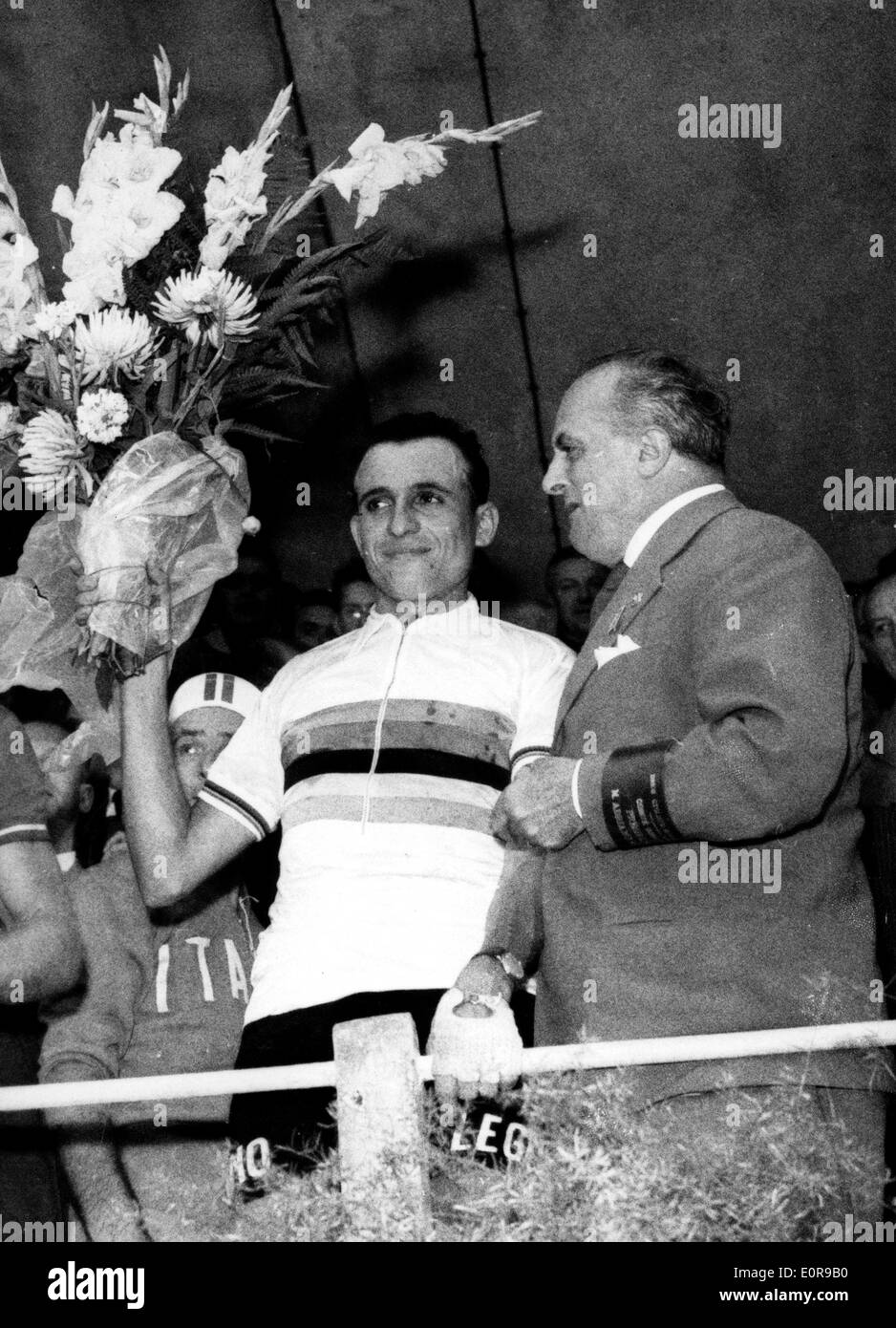 Ercole Baldini après avoir remporté le Championnat du Monde de Cyclisme Banque D'Images