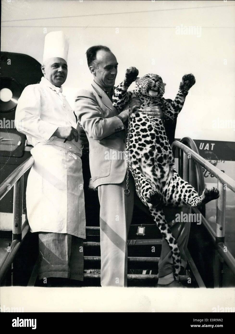 28 octobre, 1958 - Monsieur D'Orgeix part en Afrique équatoriale française Panther Zouma APRESS Banque D'Images