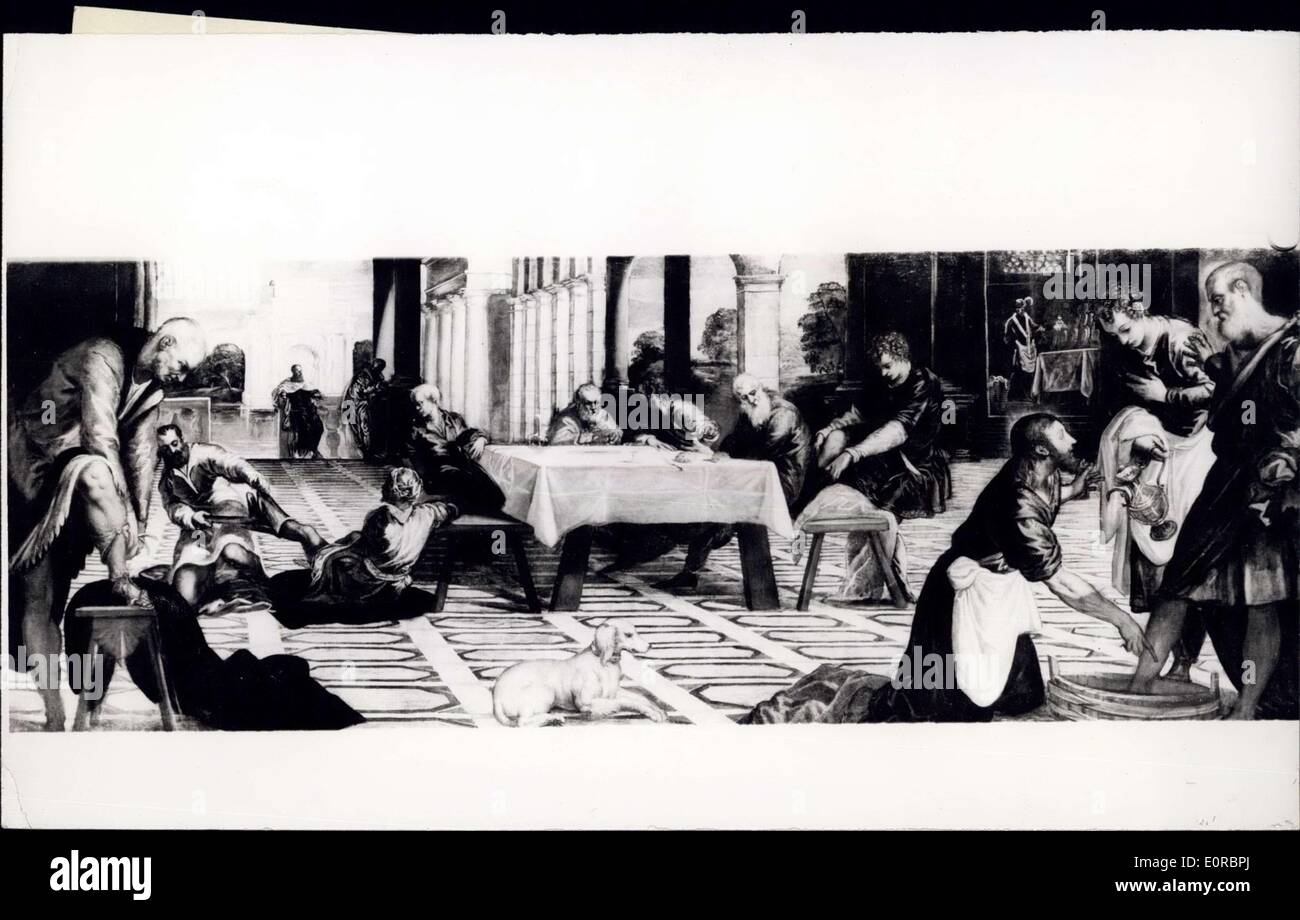 Le 31 décembre 1958 - Tintoretto Photo d'être exposée à Londres. : l'image par Le Tintoret du Christ lavant les pieds de Ses disciples, qui a été acquis par la Toronto Art Gallery, sous réserve de l'argent étant soulevées par souscription publique lorsque la photo est présentée à Toronto en février, sera exposé à la London galeries de Thomas Agnew & Son Ltd, d'Old Bond Street à partir de demain (janvier 1985). 1er) jusqu'au 14 janvier, avant d'aller à Toronto. L'image provient de la collection de Lord Farnham de Farnham, dans le comté de Cavan, en Irlande, où il a été pendant plus de 100 ans Banque D'Images