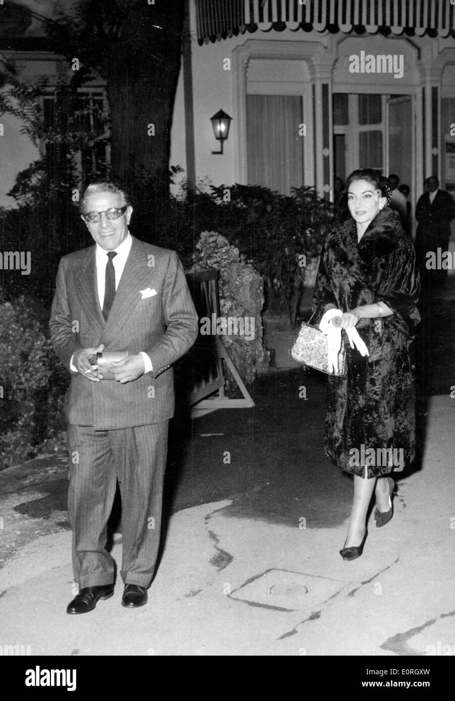 La chanteuse d'opéra Maria Callas avec mari Aristote Onassis Banque D'Images