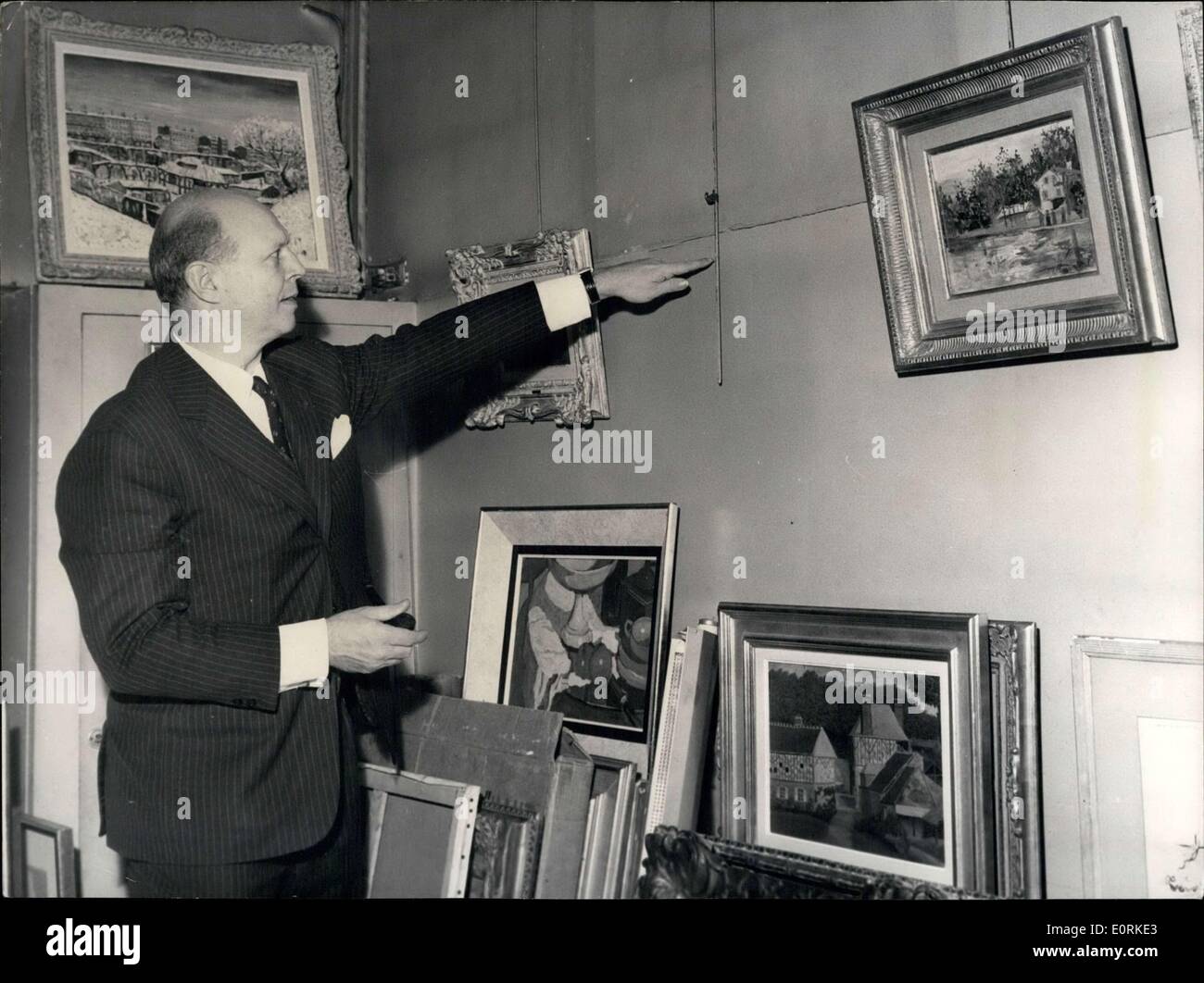 30 décembre 1959 - Peinture d'une valeur 2 500 000 francs suisses de Sisley Galerie volés Paris .co Banque D'Images