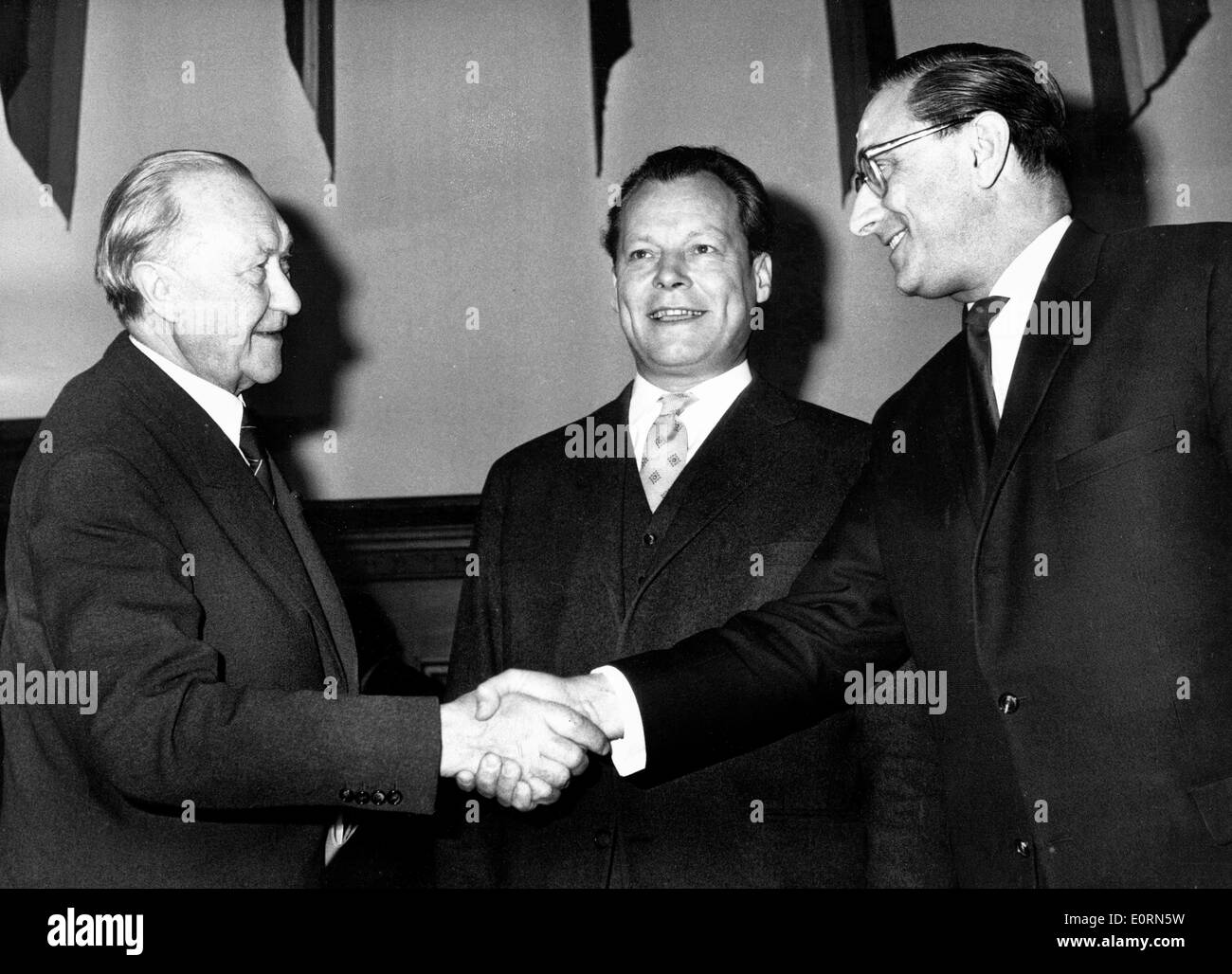 Konrad Adenauer, Willy Brandt et Franz Anrehm Banque D'Images