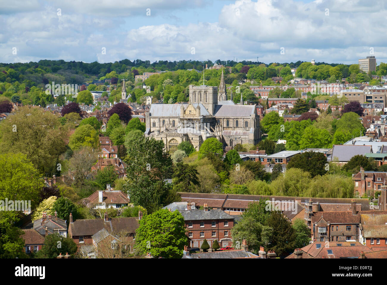 La ville de Winchester et la cathédrale, Hampshire, England, UK Banque D'Images