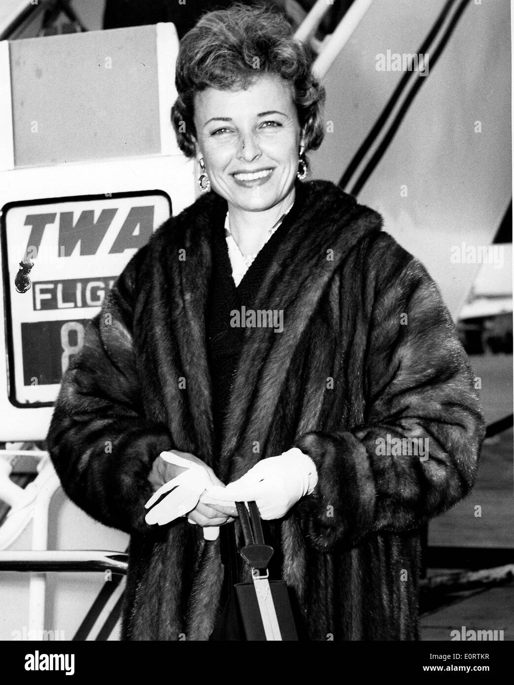 L'actrice Doris Day à bord d'un courant-jet de TWA Banque D'Images