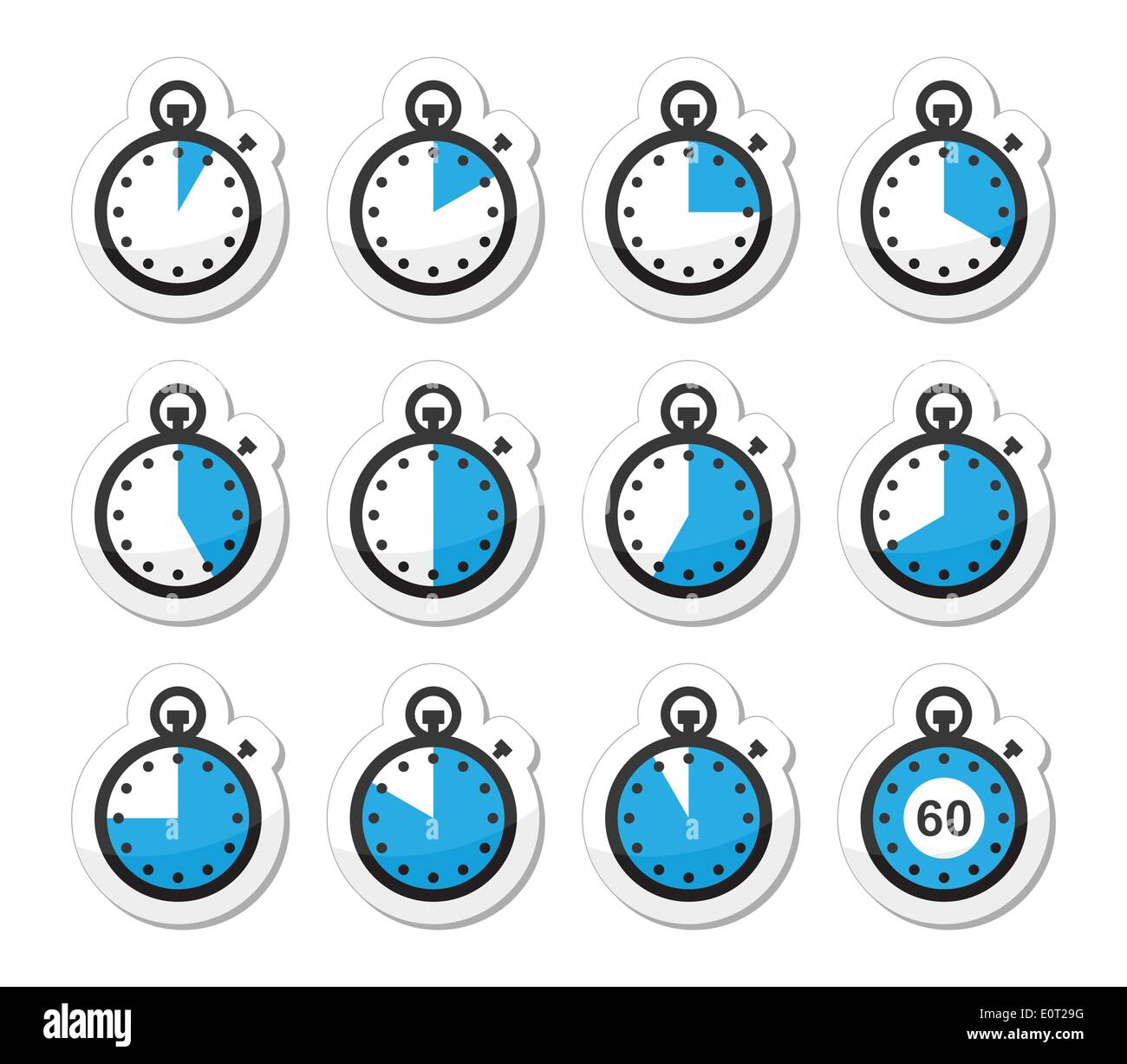 Temps, réveil, chronomètre vector icons set Illustration de Vecteur