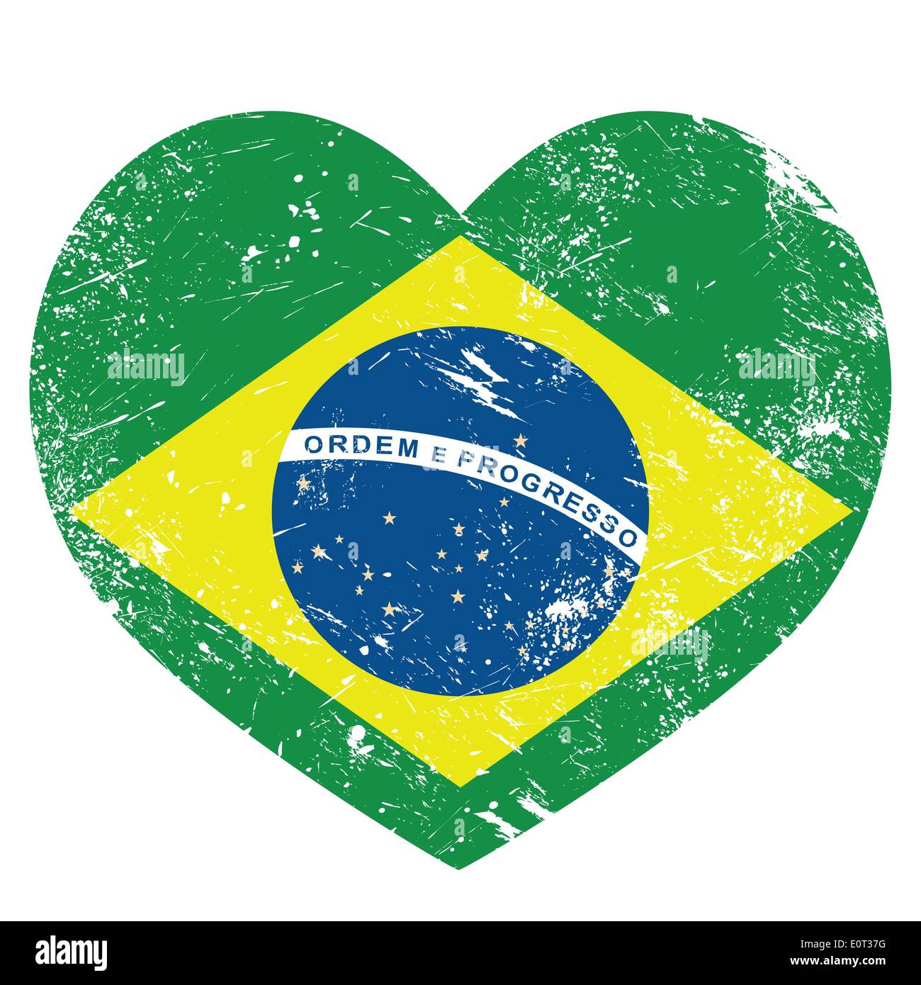 Retro Brésil drapeau en forme de coeur Illustration de Vecteur
