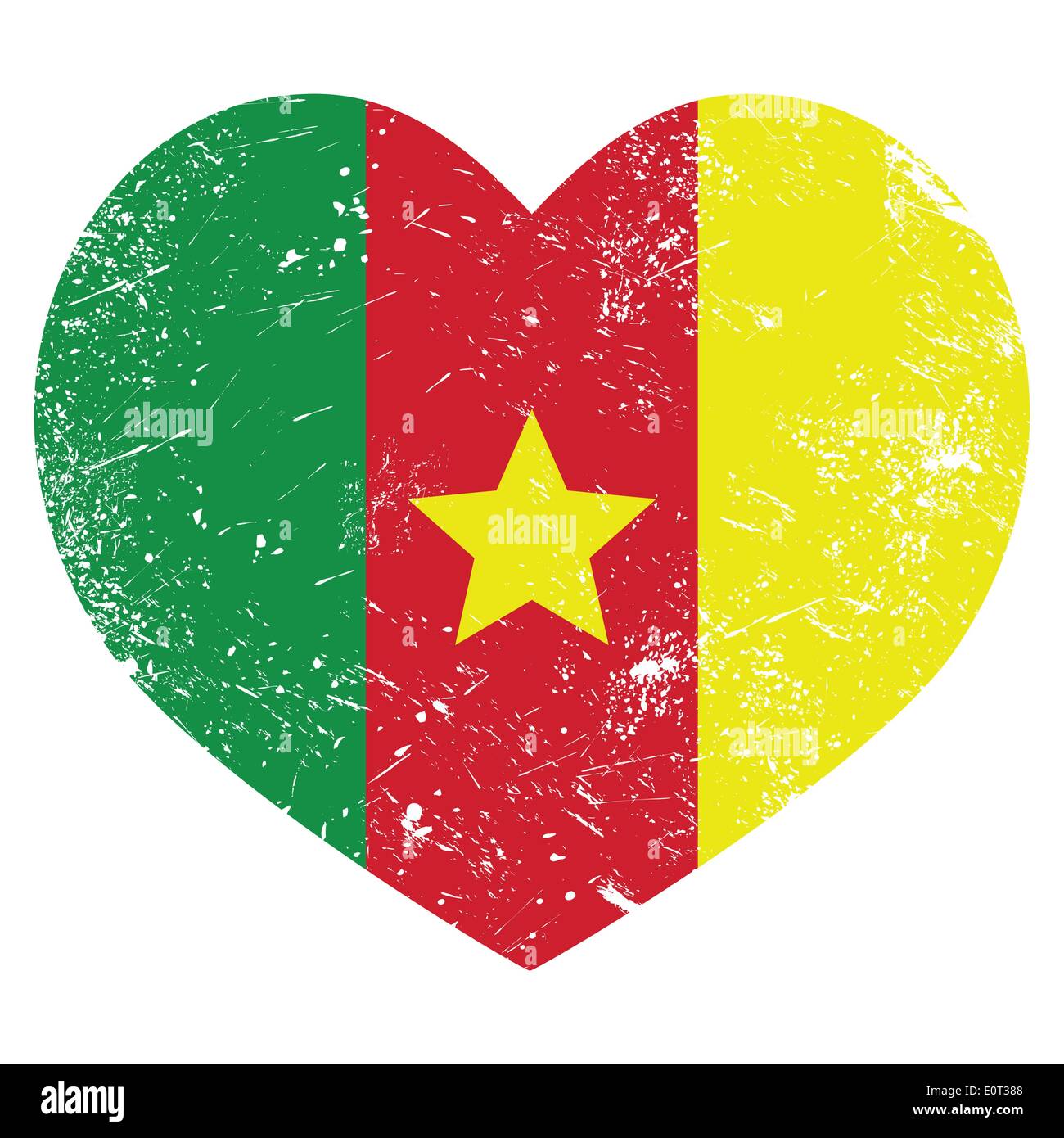 Retro Cameroun drapeau en forme de coeur Illustration de Vecteur