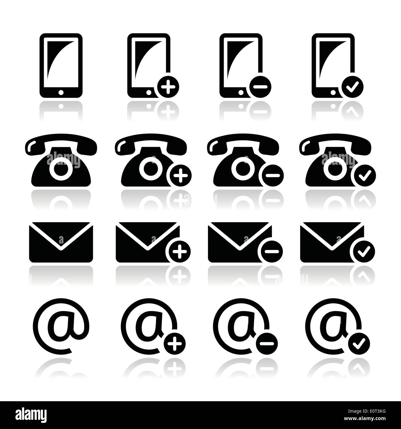 Contact icons set - mobile, téléphone, e-mail, enveloppe Illustration de Vecteur