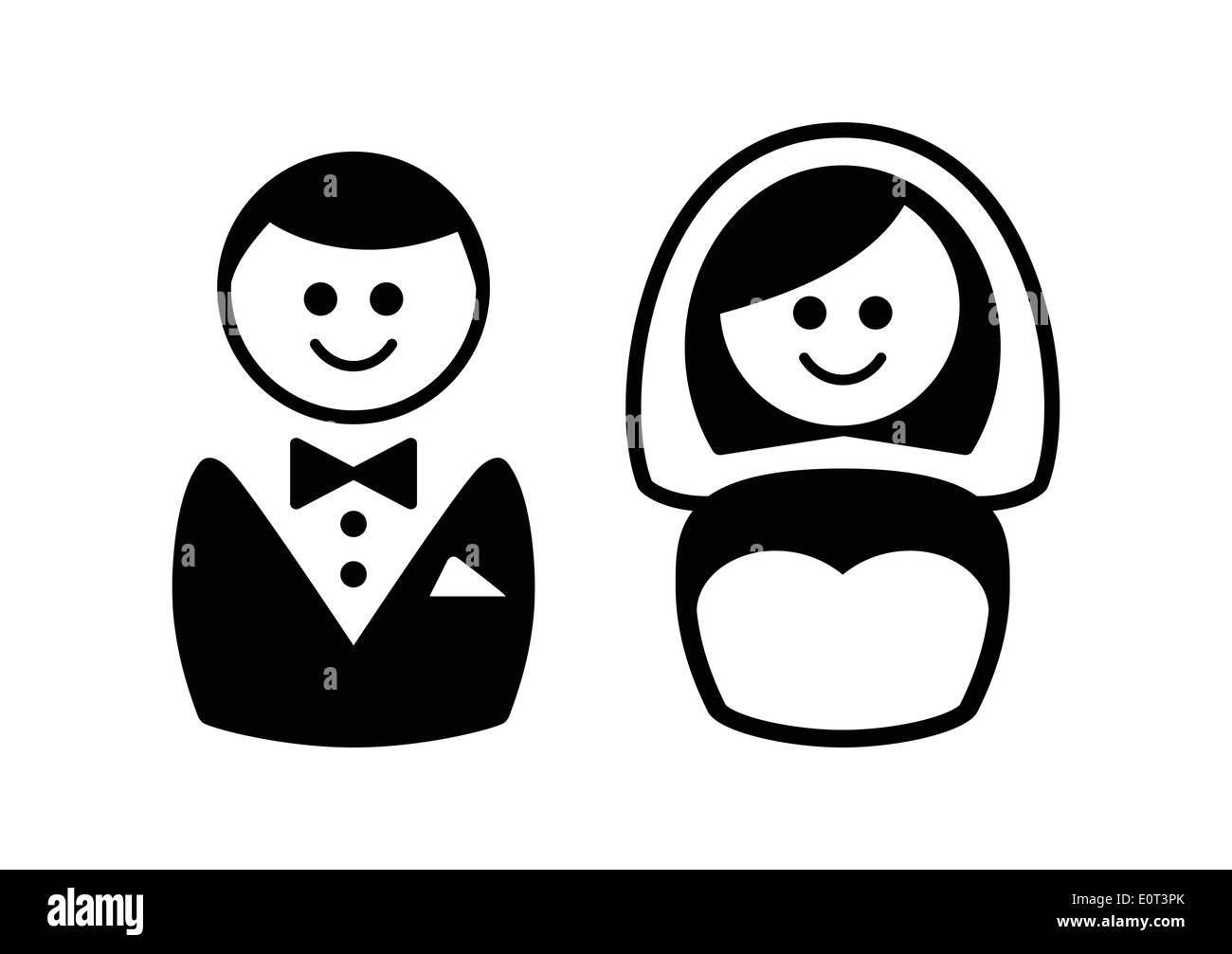 Couple marié icons - l'époux et épouse Illustration de Vecteur