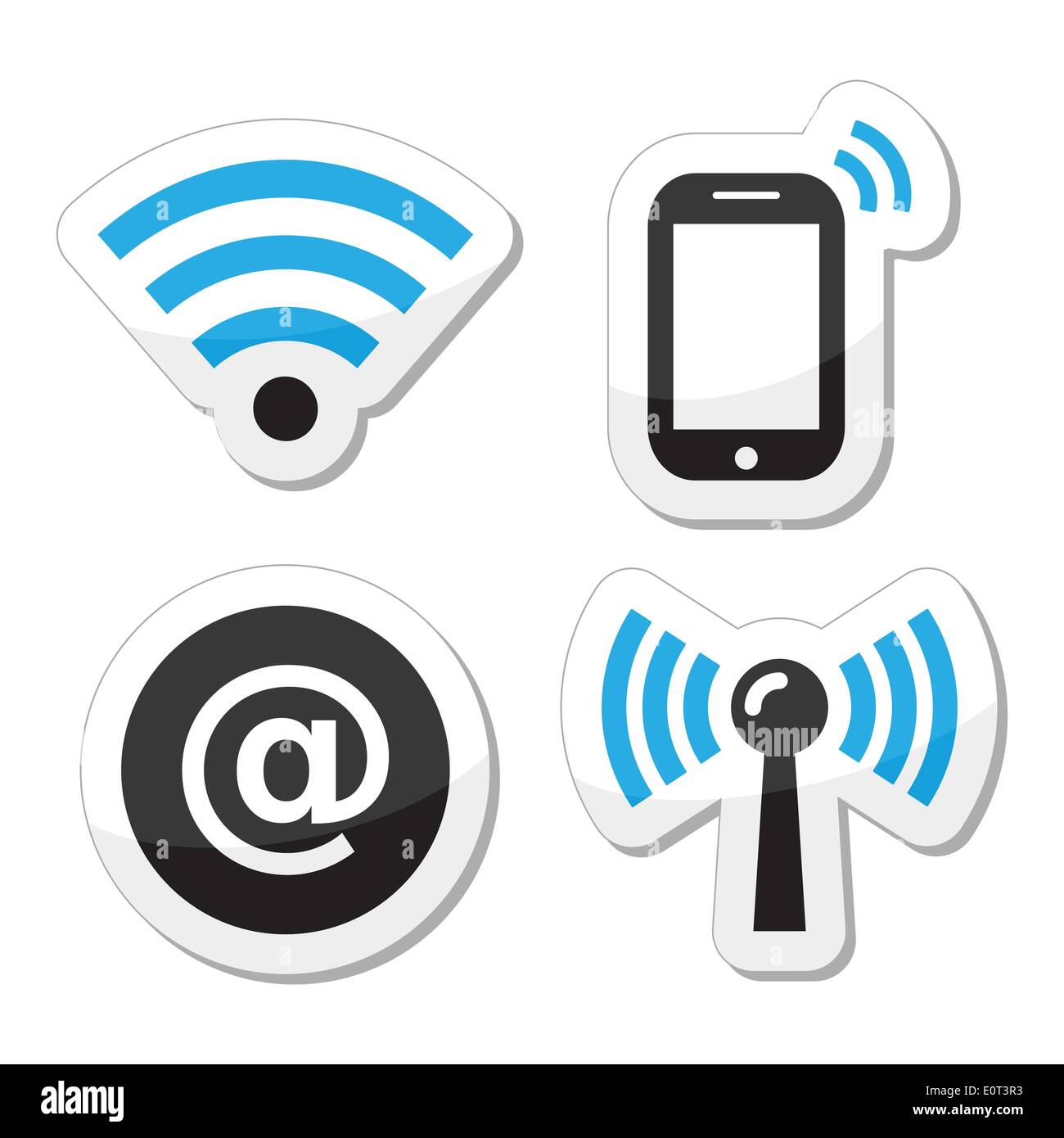 Connexion Wi-Fi au réseau local, réseau zone internet icons set Illustration de Vecteur