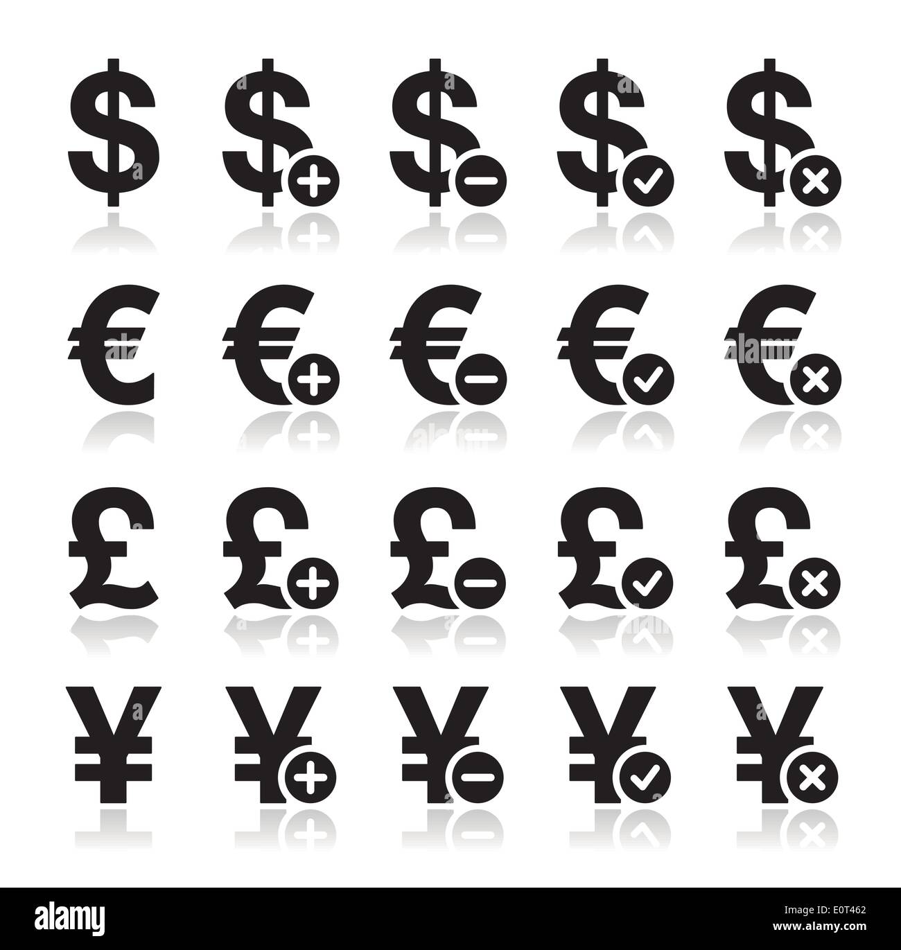 Service icons set - dollar, euro, yen, livre Illustration de Vecteur