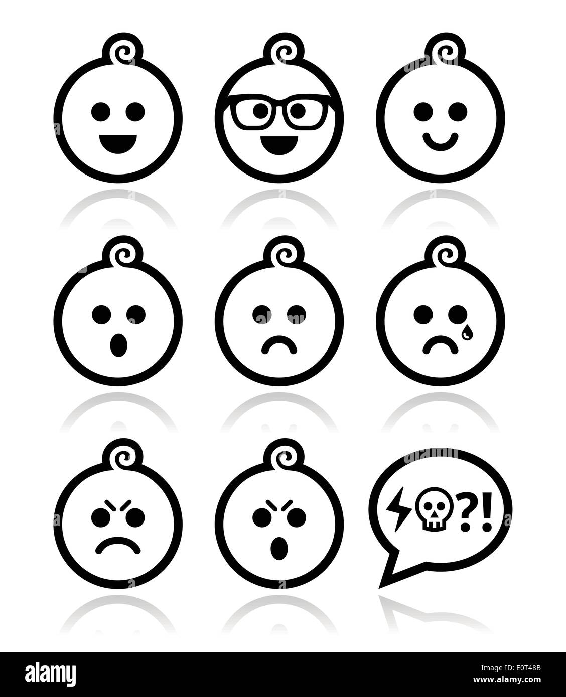 Baby Boy faces, avatar vector icons set Illustration de Vecteur