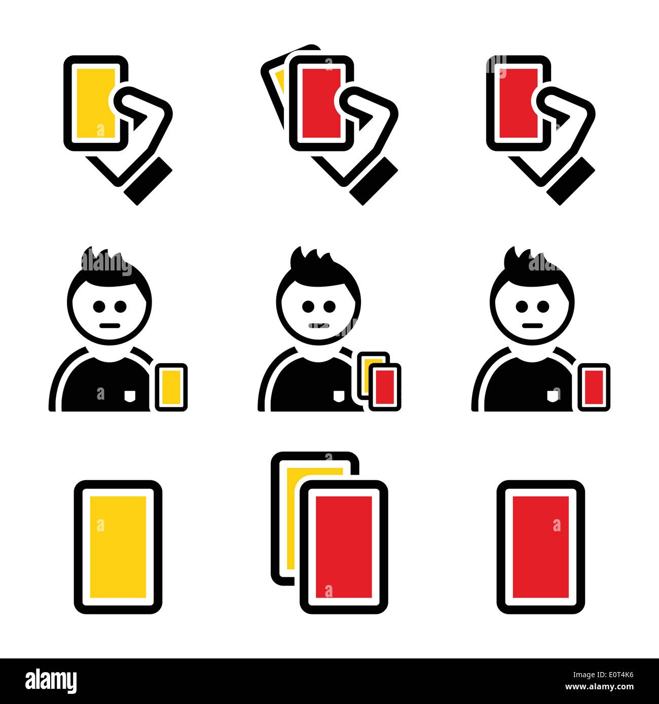 Le football ou soccer carte jaune et rouge icons set Illustration de Vecteur