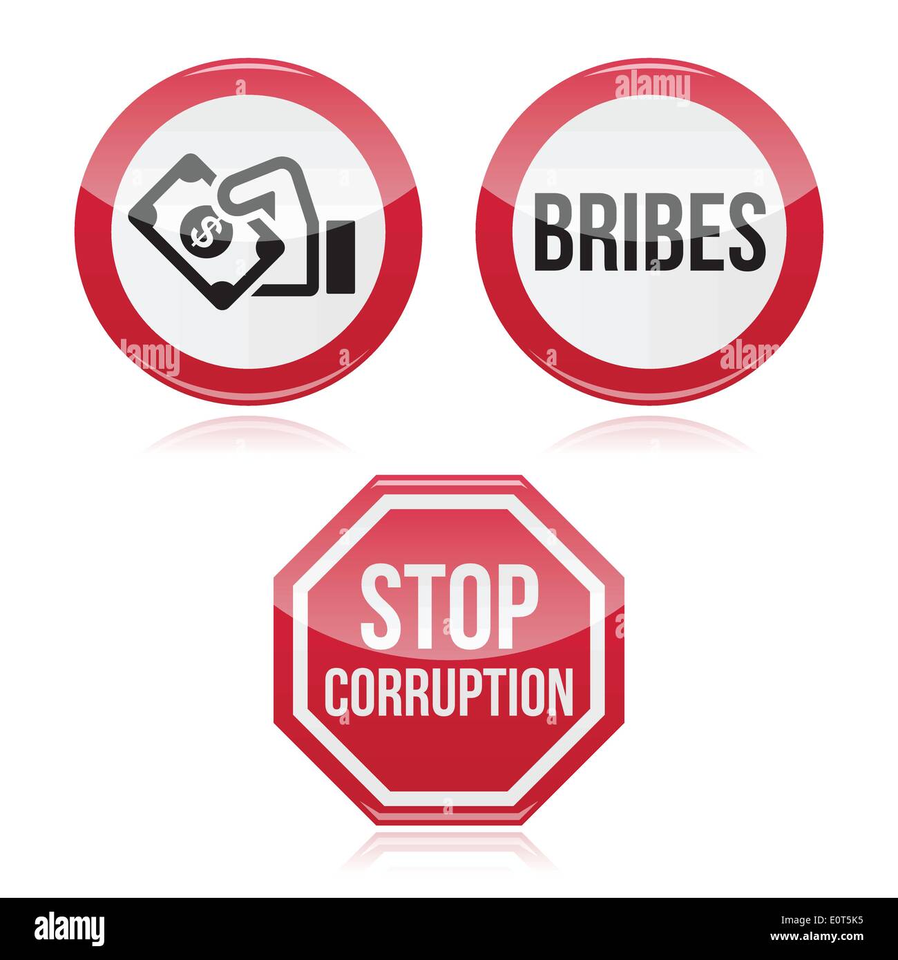 Pas de pots-de-vin, la corruption de la sto d'avertissement rouge Illustration de Vecteur Pas de pots-de-vin, la corruption de la sto d'avertissement rouge Illustration de Vecteur