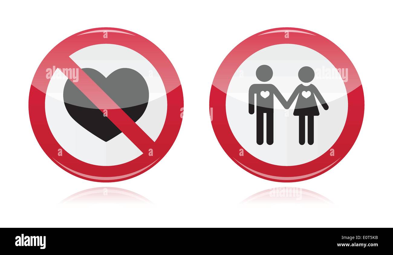 Aucun amour, aucun des couples - forbidden, signe d'alerte rouge Illustration de Vecteur Aucun amour, aucun des couples - forbidden, signe d'alerte rouge Illustration de Vecteur