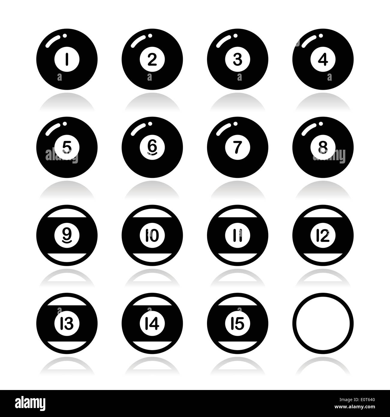 Ball Pool, billard ou snooker ball icons set Illustration de Vecteur