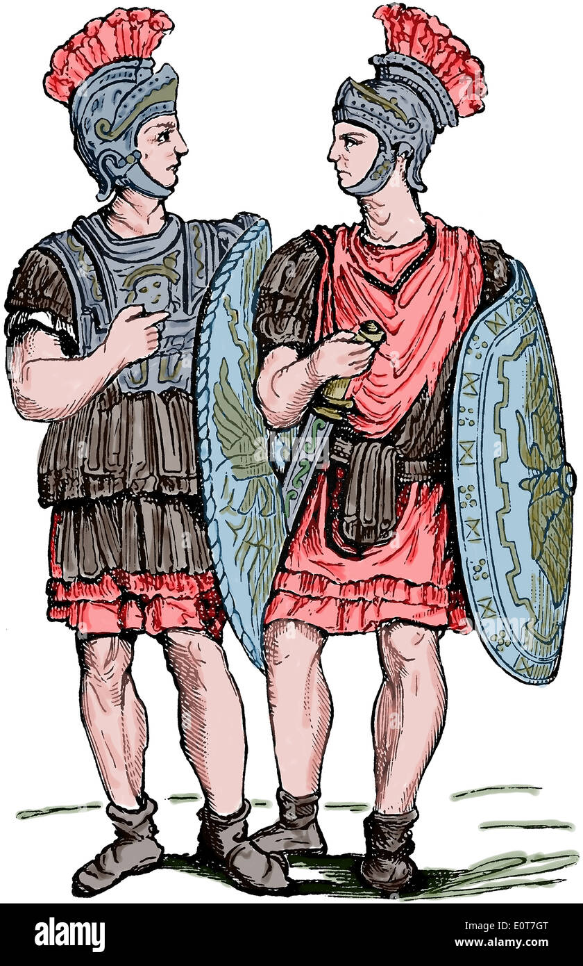 Garde prétorienne étaient responsables de la protection de l'empereur romain. Banque D'Images