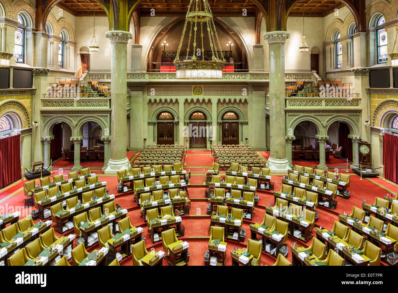 Hall de l'Assemblée législative dans le bâtiment du Capitole de l'État de New York, à Albany. Banque D'Images