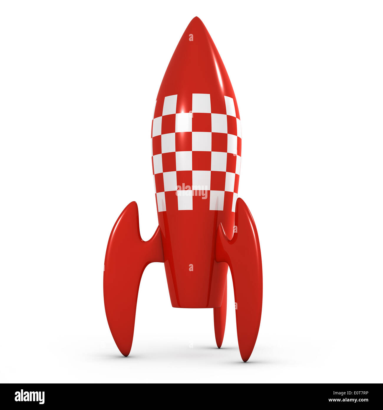 Style rétro rouge science fiction fusée spatiale Banque D'Images