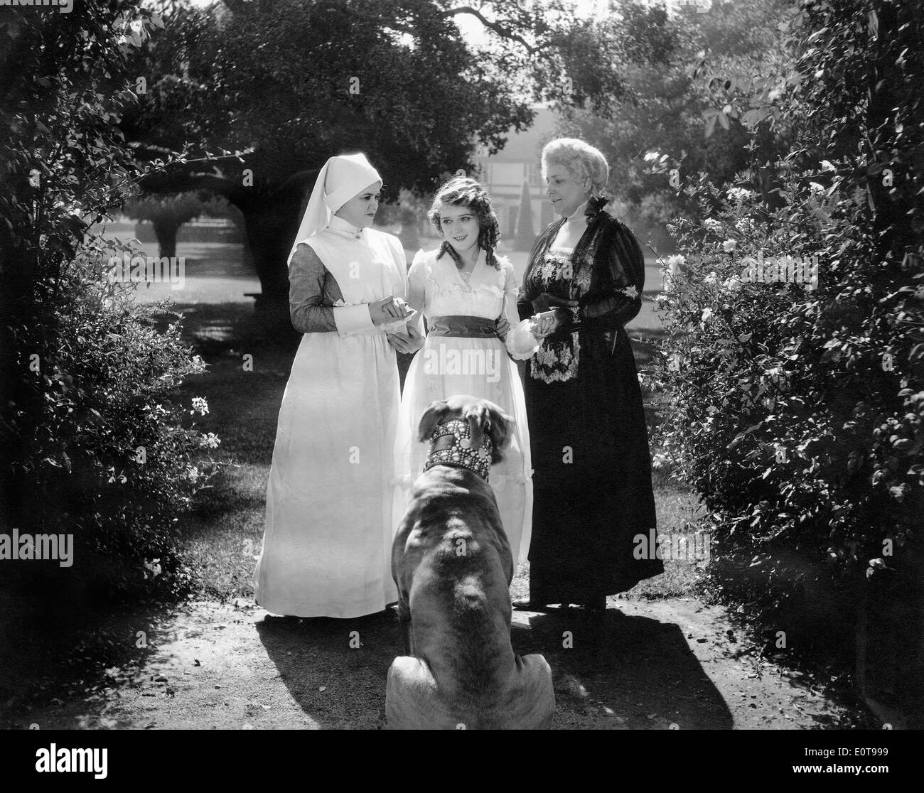 Lou Conley, Mary Pickford, Ida Waterman, Teddy le chien Sennett, sur-ensemble du cinéma muet, 'Stella Maris', 1918 Banque D'Images